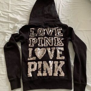 COPY - Black VS PINK sequin zip up hoodie